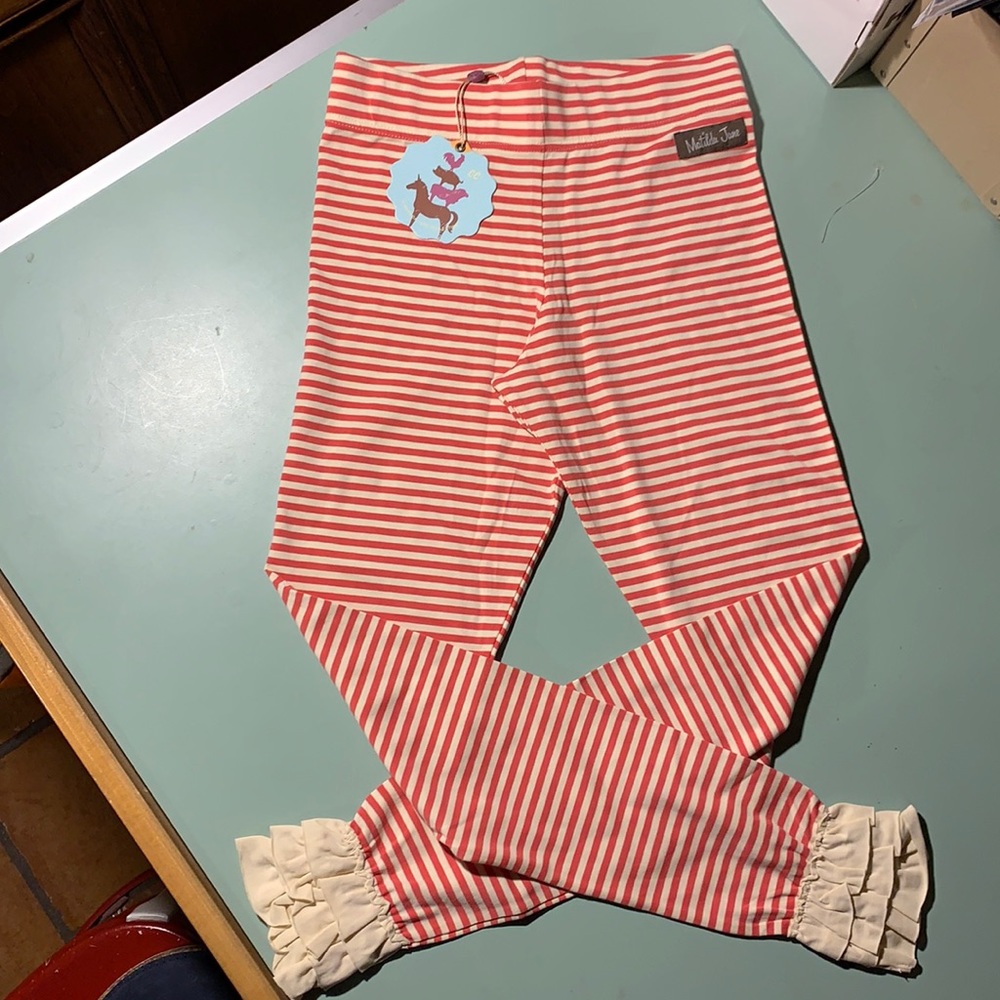 Matilda Jane Character Counts size 14 leggings with ruffle on the bottom.